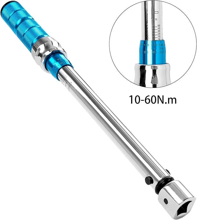 Torque Wrench Adjustable 10-60 N.m, 30mm Open End & 3/8 Drive Ratchet Interchangeable Head for Mini Split HVAC Mechanical Repair