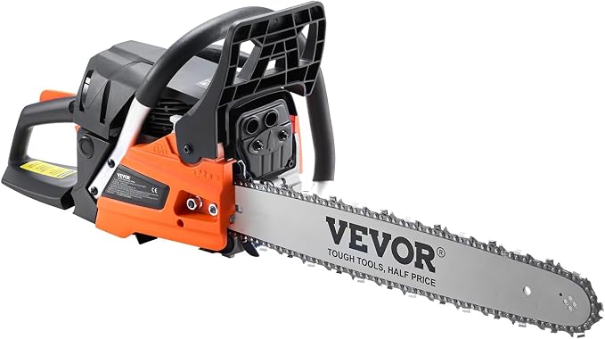 VEVOR Gas Chainsaw 52CC 2-Cycle Gasoline Powered Chainsaw 18 Inch Handheld Cordless Petrol Chain Saws For Forest, Wood, Garden and Farm Cutting Use