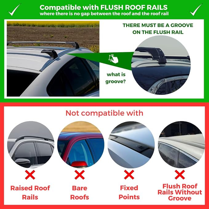 ERKUL Roof Rack Cross Bars for Kia Sportage 2011-2016 | Aluminum Crossbars with Anti Theft Lock for Rooftop | Compatible with Flush Rails - Silver