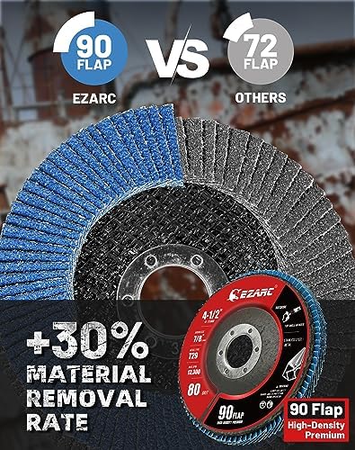 EZARC Zirconia Flap Discs 80 Grit, 4-1/2 x 7/8-Inch, Type 29, 12-Pack