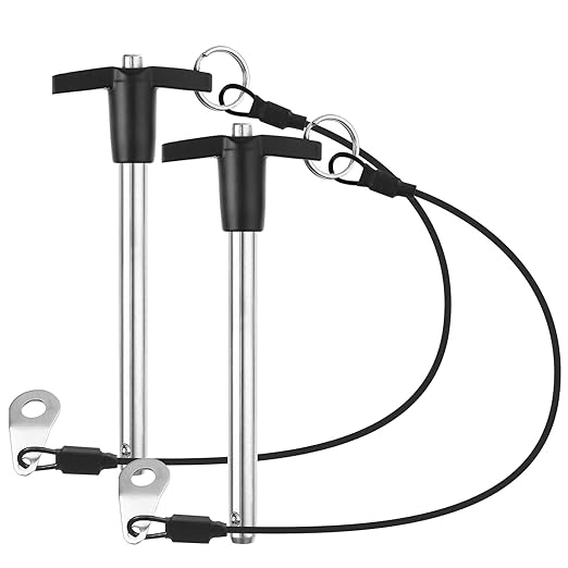 2 Pack T Handle Quick Release Pin 3/8 Inch Diameter,304 Stainless Steel Ball Locking Pin with Push Button Lanyard Usable Length 3.54"(9.5mm x 90mm)