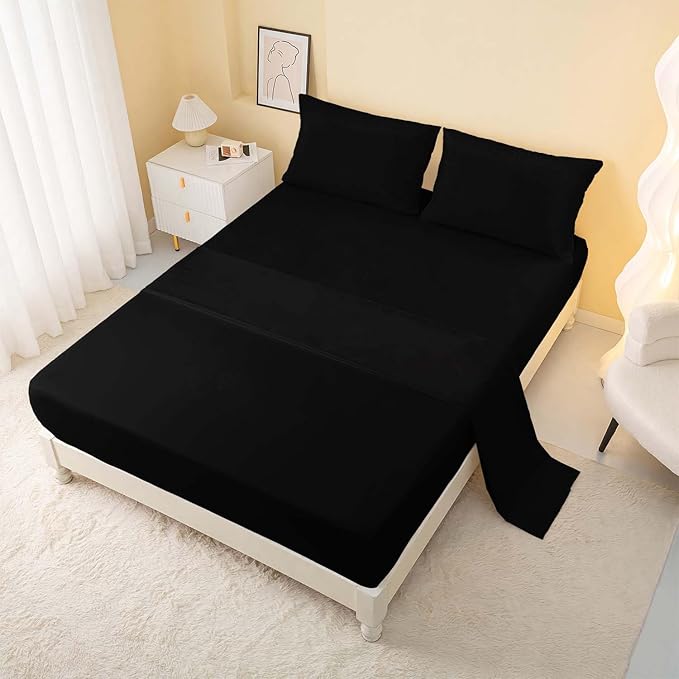 Nttopship Geometric Yellow Black Full Comforter Set,Light Honeycomb Bedding Set 7 Piece in A Bag,Bed Sheet Set Geometry Decor,Microfiber Lightweight All Season