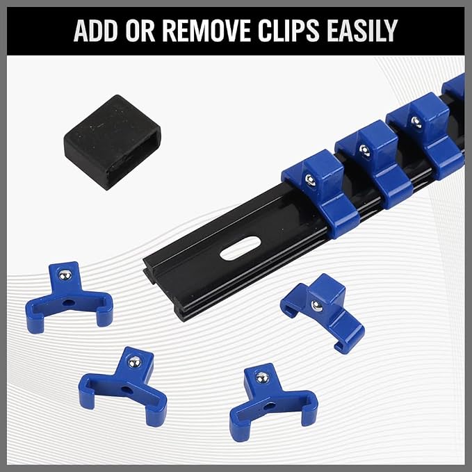 SWANLAKE 9-Piece Premium Socket Holder Organizer Set, 1/4-Inch x 48 Clips, 3/8-Inch x 45 Clips, 1/2-Inch x 36 Clips, Premium Quality Socket Clip Rail Holder