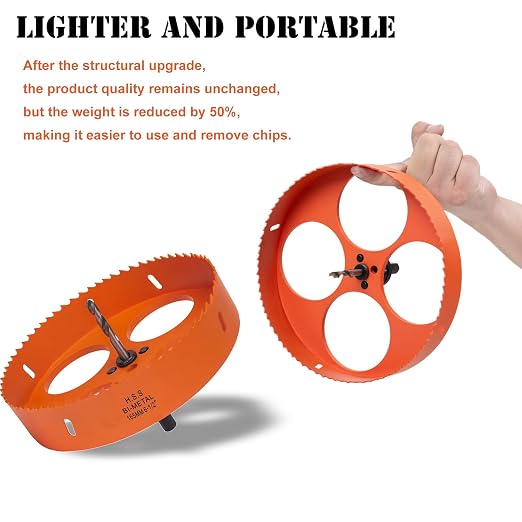 6.5 Inch Hole Saw with Arbor for Metal Wood Plastic, 6-1/2 in Bi-Metal Hole Cutter for Different Project with Smooth and Flat Drilling Edge, Fast Chip Removal,Lighter and Portable