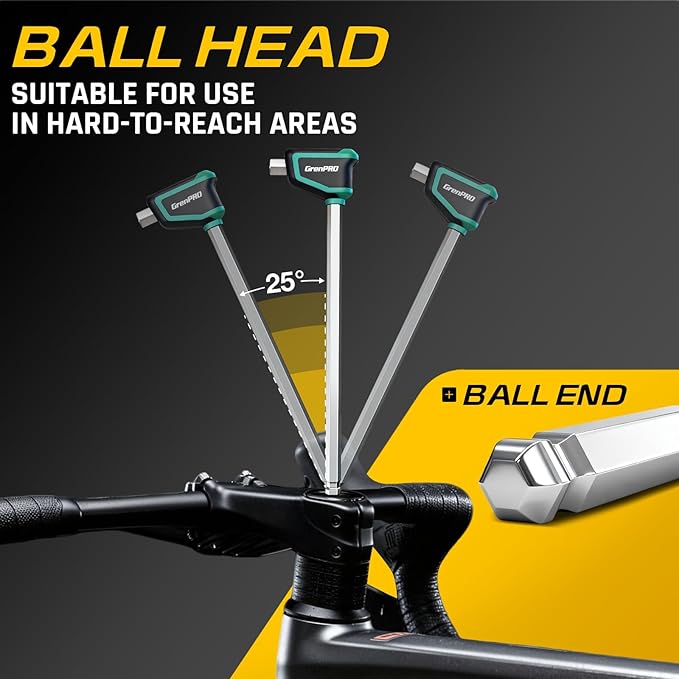 GRENPRO 18PC T-Handle Ball End Allen Wrenches Sets Metric &SAE Box Hex Key | Long Allen Key Set With Storage Rack For Garage & Household DIY & Bike Repair Multifunctional Tools,Cr-V Steel