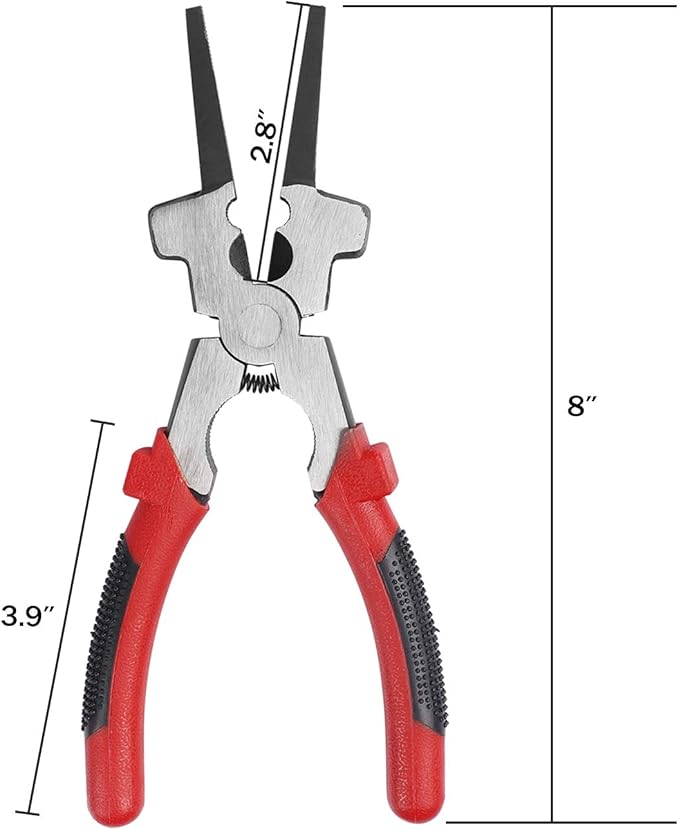 KEILEOHO 2 PCS 8 Inch Mig Welding Pliers with Metal Sheet Thickness Gauge, Multi Function Carbon Steel Welding Pliers with Insulated Handle, Welding Plier for Metal Fabricator Wire Cutting