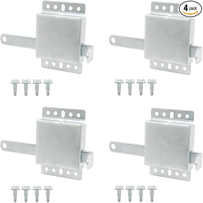 Heavy Duty Garage Door Side Lock Inside Deadlock for Most Garage Door Iron Galvanizing -4 Pack, Silver