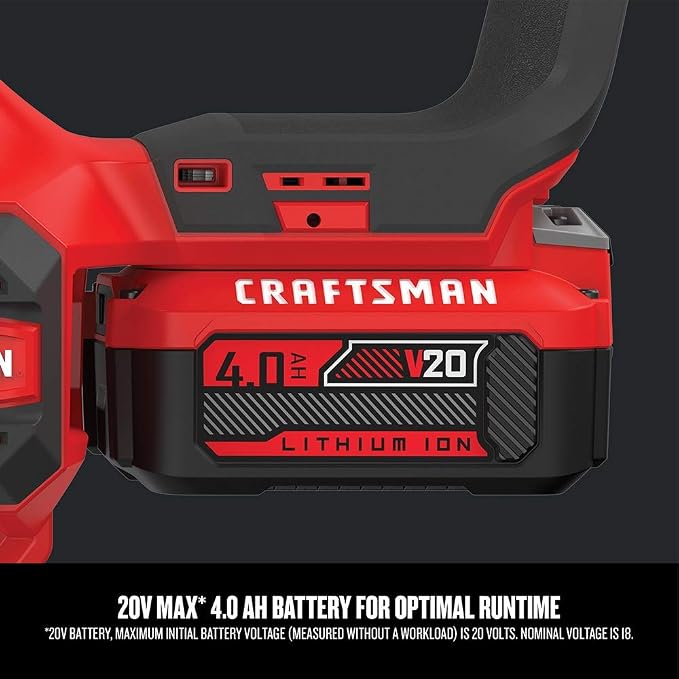 CRAFTSMAN V20 Cordless Chainsaw, 12-Inch Electric Chainsaw, Battery Powered, Battery and Charger Included (CMCCS620M1)