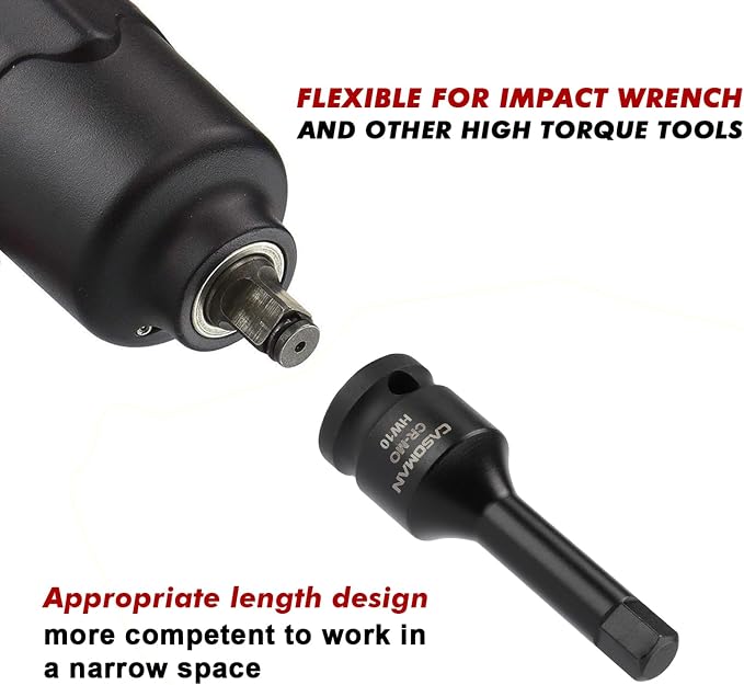 CASOMAN 1/2" Drive Master Impact Hex Bit Set, Hex Driver, SAE/Metric, 1/4" - 3/4", 6mm - 19mm, Cr-Mo Steel,Impact Grade, One-Piece Construction, 20-Piece 1/2" Drive Allen Bit Socket Set