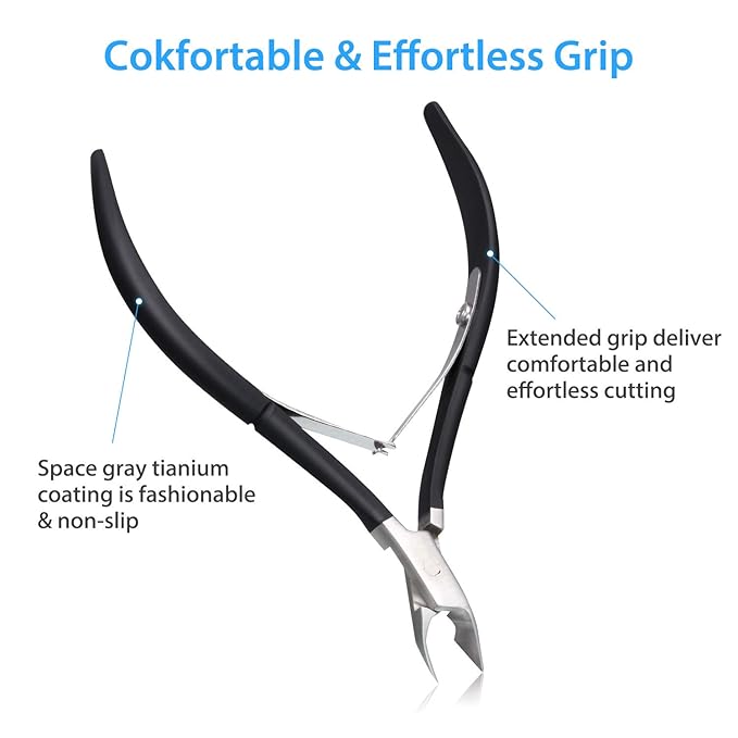 Mudder 3 Pack Black Cuticle Trimmer Nippers Cutter Tool Stainless Steel Nail Cuticle Scissors Remover with Pointed Blade Scissors Pedicure Manicure Tool for Fingernails and Toenails Nails Care