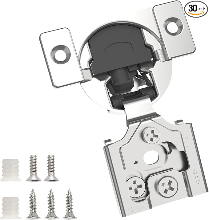 Chibery 30 Pack 5/8" Overlay 3D Soft Close Concealed Hinge for Face Frame Door, Smooth Slow Self Closing Hinges, Satin Nickel, Hidden 105° Open Angle Stainless Steel Hinge for Kitchen Cabinet Door