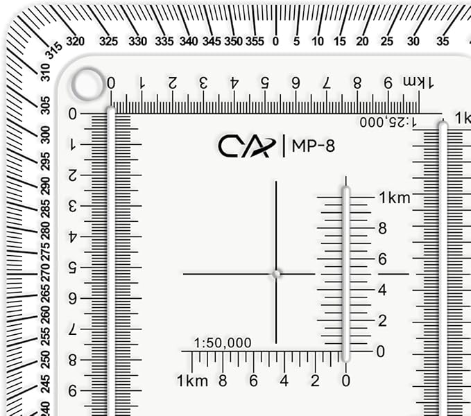 CYA UTM 2.75 x 2.75" Military Map Coordinate Scale Protractor Map for Land Navigation, Military Style UTM/MGRS Coordinate Scale