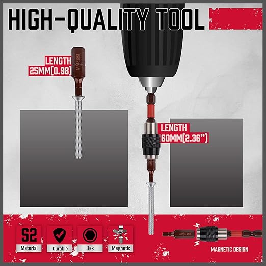 Premium 25-Piece Allen Key Drill Bit Set - Durable Allen Wrench Bits with Strong Magnetic Tips, SAE & Metric Hex Keys