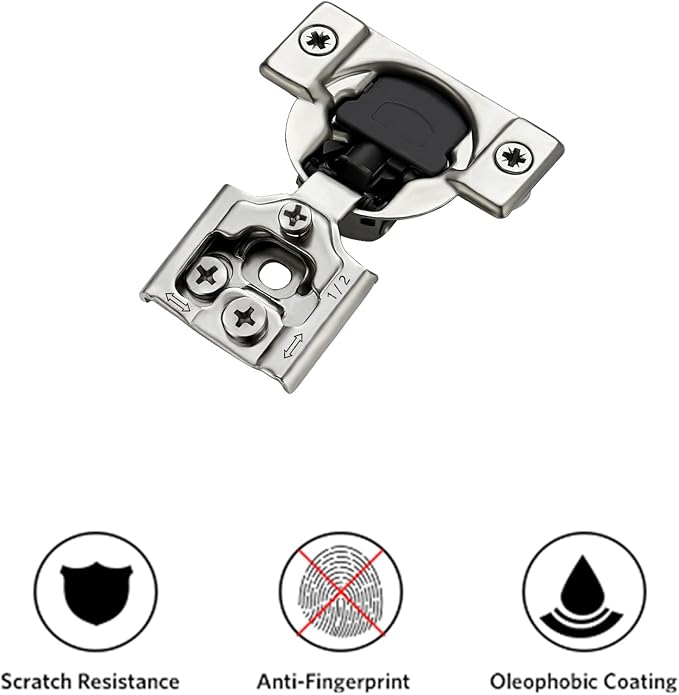 Ravinte 2 Pack 1 Pair 1/2 inch Overlay Soft Close Kitchen Cabinet Hinges Stainless Steel Adjustable Kitchen Hinges Satin Nickel Cabinet Hardware