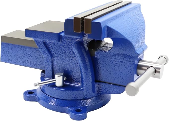 Nakkaa 6 Inch Heavy Duty Cast Iron Bench Vise, 360° Swivel Lock Base
