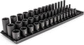 TEKTON 3/8 Inch Drive Impact Socket Set, 45-Piece | SID91122 | (1/4 - 1 in.), Shallow, Semi-Deep, and Deep, 6-Point, Socket Rail