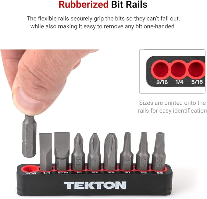 TEKTON 1/4 Inch Star Bit Set with Rail, 9-Piece (T7-T30) | DZT93001