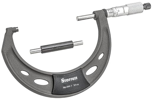 Starrett Outside Micrometer with Insulated Frame, Satin Chrome Finish and Advanced Sleeve Design - Quick and Easy Adjustment, 3-4" Range, .0001" Graduation - T444.1XRL-4