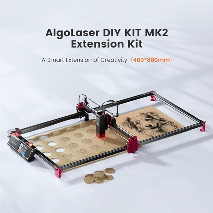 Algolaser DIY KIT MK2 Y-Axis Extension Kit - Laser Engraving Area Expansion to 15.7" x 34.6" (400 x 880mm) - Compatible with Algolaser DIY KIT MK2 10W for Laser Engraver & Cutter - Easy Installation
