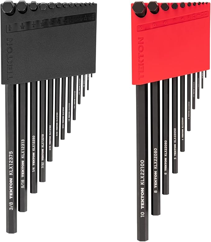 TEKTON Flat End Hex L-Key Set, 23-Piece | KLX91305 | (0.050 - 3/8 in., 1.3 - 10 mm), Manganese Phosphate Finish, Holder