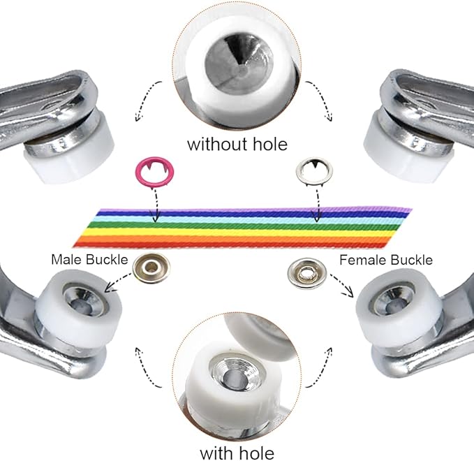 200 Sets Metal Snaps Fasteners Kit 9.5mm 10 Colors Metal Prong Ring Button with Fastener Pliers Press Tool for Sewing and Crafting