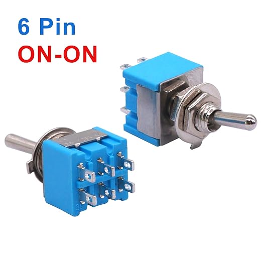 Taiss 10Pcs DPDT Mini Toggle Switch 6-Pin 2 Position ON/ON Miniature Toggle Switches 6A 125VAC Toggle Switch MTS-202