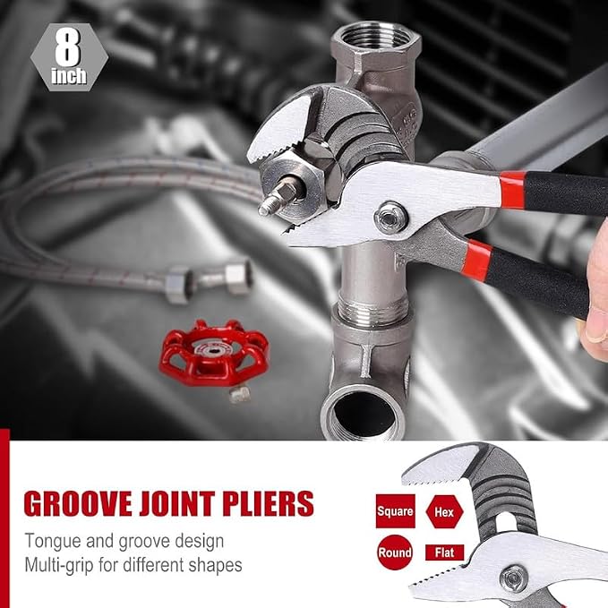 7-Piece Utility Pliers Set,Slip Joint,Long Nose,Diagonal,Groove,Linesman | Drop-Forged Heat-Treated Steel; Non-Slip Ergonomic Dipped Handle; Rust-Resistant Protective Finish