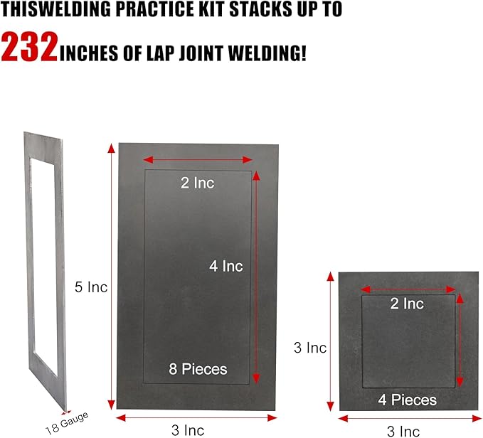 Welding Practice Kit，48-Piece 3x5” Welding Coupons with Premium 18-Gauge Steel Plates for MIG,Suitable for welding practice and improving welding skills…
