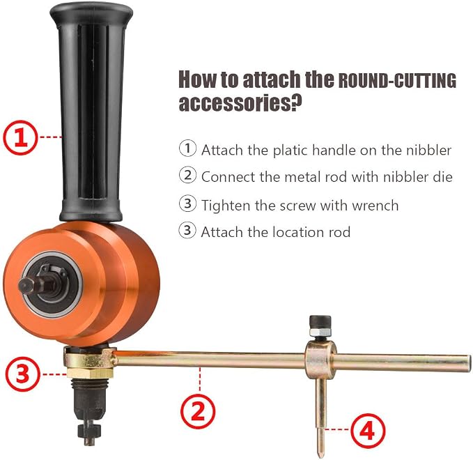 Dicfeos Double Head Sheet Metal Cutter, Versatile Nibbler Drill Attachment for Straight Curve and Circle Cutting, Maximum 14 Gauge Steel, Perfect for Home DIY and Car Repair