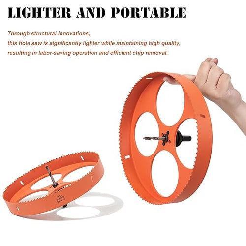 10 Inch Hole Saw with Arbor for Metal Wood Plastic, 10 in Bi-Metal Hole Cutter for Different Project with Smooth and Flat Drilling Edge, Fast Chip Removal, Lighter and Portable