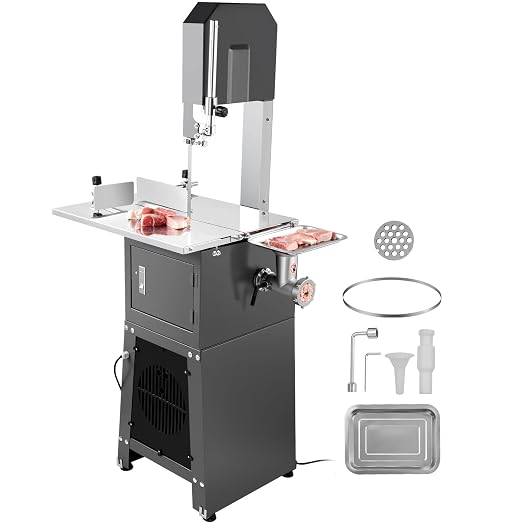 VEVOR Commercial Electric Meat Bandsaw, 550W Stainless Steel Vertical Bone Sawing Machine, 19.1"x15" Workbench, 7.09 Inch Cutting Thickness, Frozen Meat Cutter with Blade for Rib Pork Beef