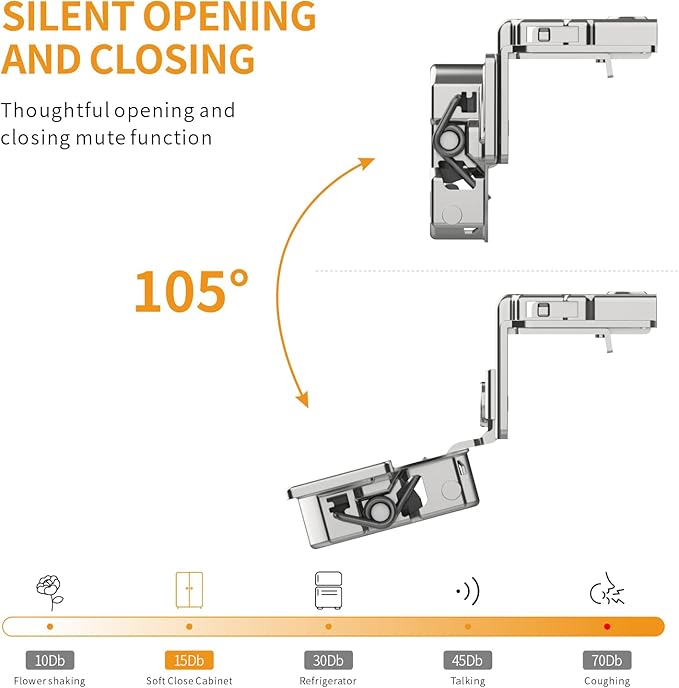 Chibery 50 Pack 1-1/2" Overlay 3D Soft Close Concealed Hinge for Face Frame Door, Smooth Slow Self Closing Hinges, Satin Nickel, Hidden 105° Open Angle Stainless Steel Hinge for Kitchen Cabinet Door