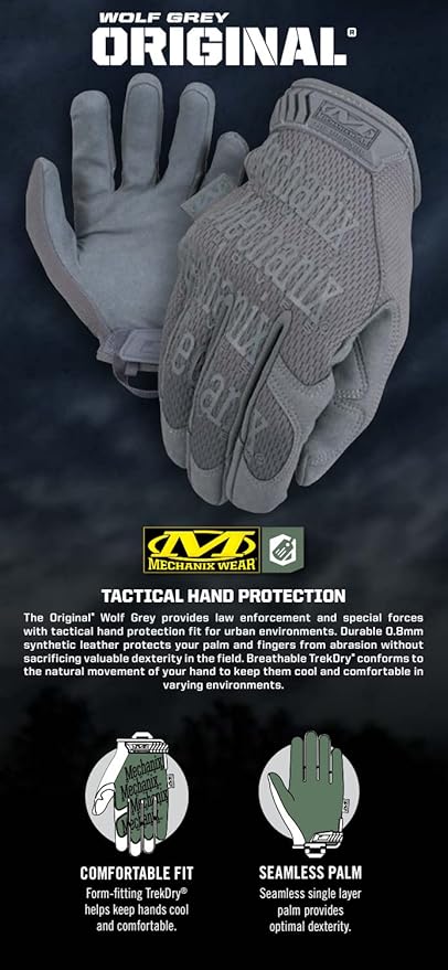 Mechanix Wear Original Tactical Glove - High Performance Anti-Slip Grip Safety Gloves - Impact Resistant & Touchscreen Capable - Small - Wolf Grey