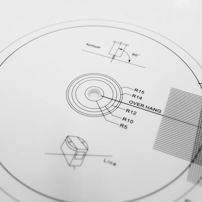 Turntable Cartridge Alignment Protractor Mat, 12 inch Acrylic Vinyl Record Mat, Anti-Slip LP Vinyl Record Pickup Calibration Plate for Turntable Accessories (Style B)