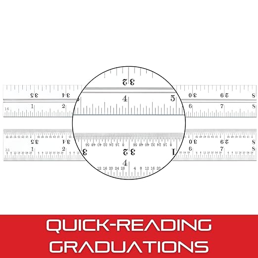 Starrett Blade Only for Combination Squares, Sets and Bevel Protractors - Ideal for Woodworking and Metalworking - 24" Length, Satin Chrome Finish, 16R Graduation - CB24-16R