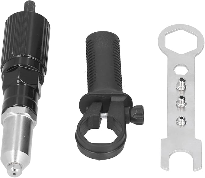 Electric Rivet Nut Gun Drill Adapter, Electric Rivet Gun Adapter Black Hex Shank Cordless Riveting Drills Adaptors for Door
