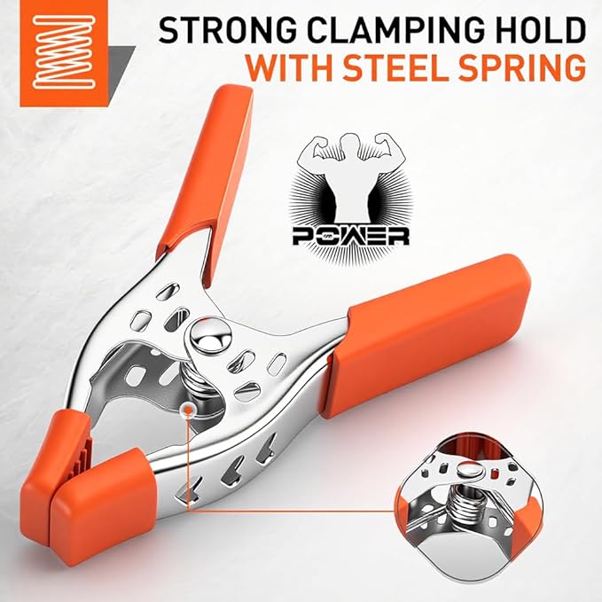 HORUSDY 8-Piece 4" inch Spring Clamp, Heavy Duty Spring Metal Spring Clamps, 1.5"-inch Jaw opening