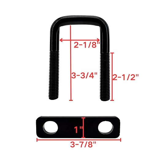 4 Pack Square U-Bolt for Trailer- Fits 2.0 Inch Wide Leaf Springs, Galvanized Steel Clamp Set, Secure Fit for Truck, Boat and Trailers, Black
