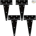 HILLMASTER 10 Inch T-Strap Heavy Duty Shed Door Hinges Gate Strap Hinges Black Tee Hinge Wrought Hardware for Wooden Fences,Yard,Barn Door,Rustproof (4 Pack)