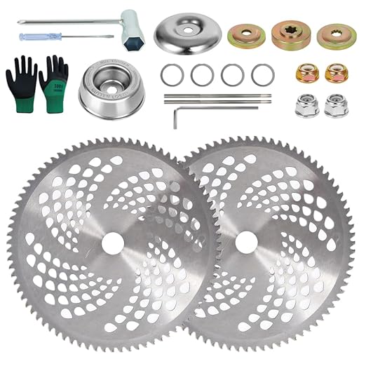 2 Pack 10" 80T Carbide Tip Brush Cutter Kit for weedeater with 2 Set Universal Adapter Kit and 2 Round Files