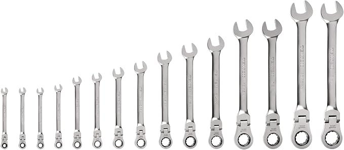 TEKTON Flex Head Ratcheting Combination Wrench Set, 15-Piece | WRC95001
