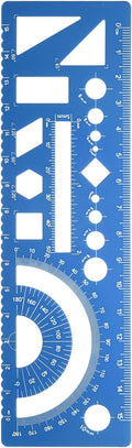 HARFINGTON Multifunctional Geometric Rulers 15cm Metric and SAE Aluminum Straight Edge Protractor Angle Math Measuring Ruler Geometric Drawings Templates for Drawing Drafting, Blue