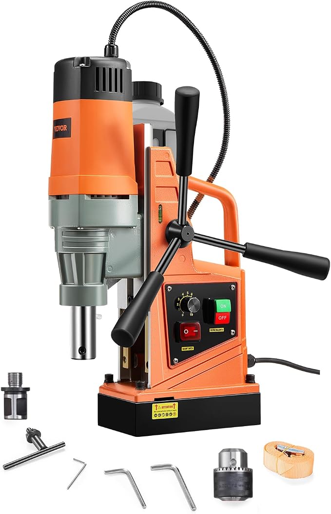 VEVOR Mag Drill Press, 1550W 2" Boring Diameter, 2922lbf Power Magnetic Drill, 500 PRM, 10-Speed, Electric Drilling Machine for Metal Surface, Industrial and Home Improvement
