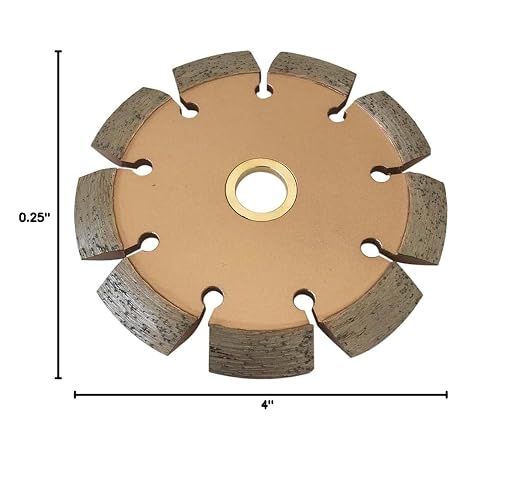 4" Crack Chaser Blade for Cured Concrete, Asphalt Repair or Joint Widen, 0.25" Width, 7/8"-5/8" Non-Threaded Arbor
