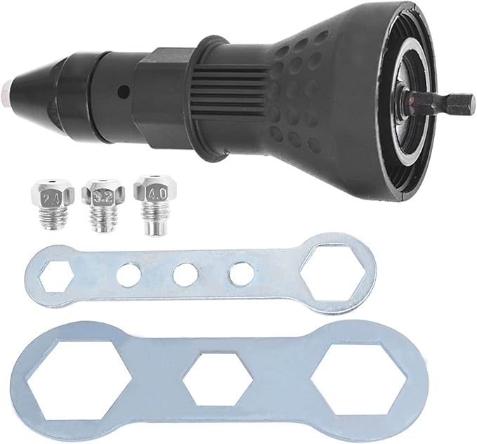 Electric Rivet Nut Gun Drill Adapter Tool Kit, Cordless Riveting Tool Insert Nut Adaptor Drill Adapter, Black