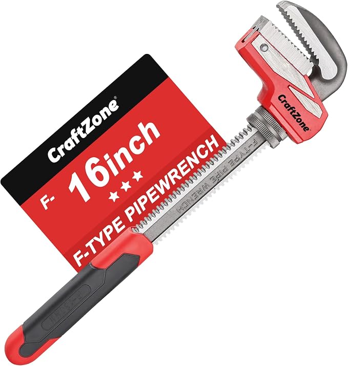 16 Inch Aluminum Pipe Wrench, Heavy-Duty Adjustable Plumbing Wrench, 130mm Max Jaw Capacity, Cr-V Steel Jaw, Lightweight Straight Pipe Wrench for Pipe Fittings