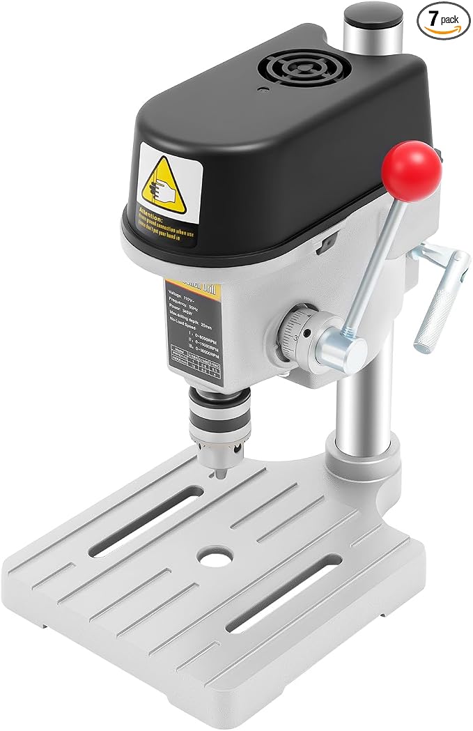 Mini Drill Press Precision Benchtop Drilling Machine Elecric Portable Table Driller CNC Chuck Metal Wooden DIY Jewelry Making Crafts Tool Upgraded for Drilling Vertical & Angled Holes