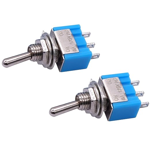 Taiss 10pcs SPDT Mini Toggle Switch 3-Pin 2 Position ON/ON Miniature Toggle Switches 6A 125V AC MTS-102