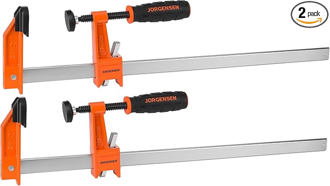 Jorgensen 18-Inch Bar Clamp Set, Heavy Duty Steel Bar Clamps for Woodworking, Wood Clamps with 1000 lbs Load Limit, 2-Pack