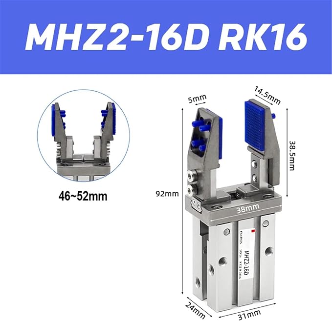 1pcs MHZ2 Finger Cylinder Parallel clamp Claw Fixture MHZ2-16D MHZ2-20D Bracket Extended Internal Support Bracket(MHZ2-16D RK16)